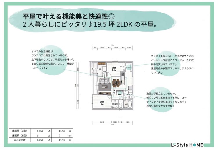 平屋19.5坪の画像